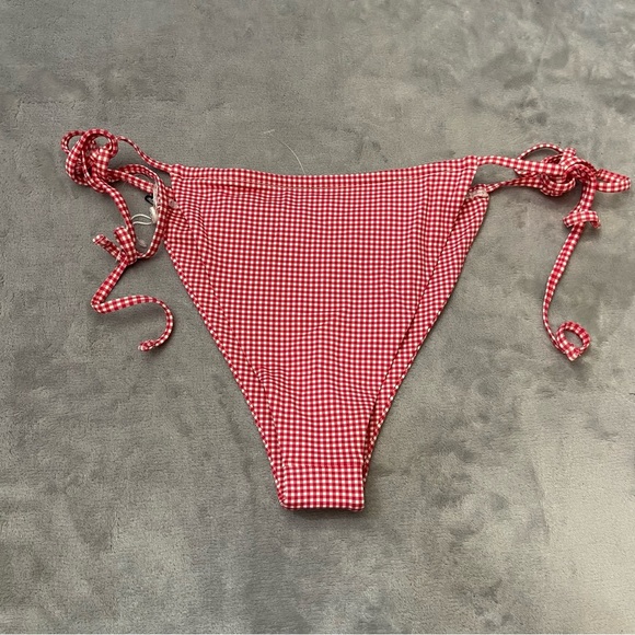New! Frankie’s Bikinis Red White Tia Skimpy Gingham Bikini Bottom 4660 - Picture 6 of 7